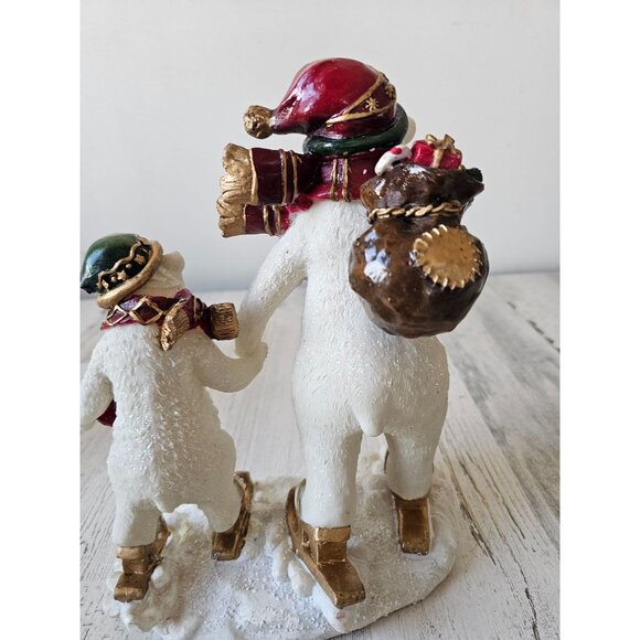 Polar bear skater skiers figurine statue large Xmas decor family - Picture 6 of 10